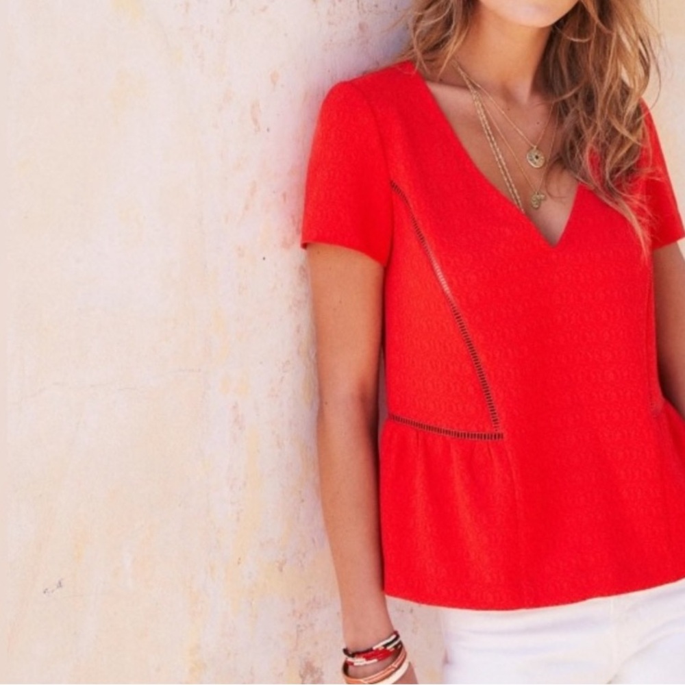Vibrant Sézane Amanda Red Top